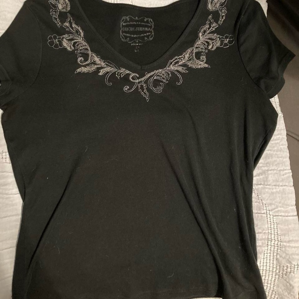 High Sierra Black Top with Silver Embroidery